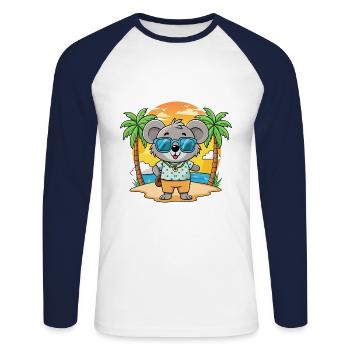 Koala Lustige Cartoon Sommer Strand Sonnenbrille - Unisex Baseballshirt langarm - Weiß/Navy - Vorne - Nik (191cm)