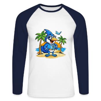 Lunettes de soleil Blue Jay Funny Cartoon Summer Beach - T-shirt baseball manches longues Homme - blanc/marine - Devant - Nik (191cm)