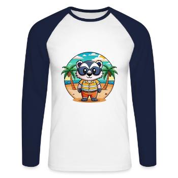Badger Funny Cartoon Summer Beach Sunglasses - Unisex Long Sleeve Baseball T-Shirt - white/navy - Front - Nik (191cm)