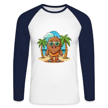 Big Foot Lustige Cartoon Sommer Strand Sonnenbrille - Unisex Baseballshirt langarm - Weiß/Navy - Vorne - Nik (191cm)