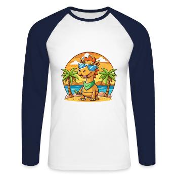 Camel Funny Cartoon Summer Beach Sunglasses - Unisex Long Sleeve Baseball T-Shirt - white/navy - Front - Nik (191cm)