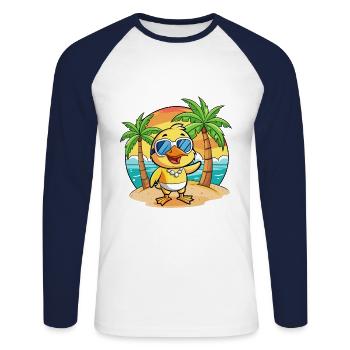 Lunettes de soleil de plage d’été de dessin animé drôle de canard - T-shirt baseball manches longues Homme - blanc/marine - Devant - Nik (191cm)