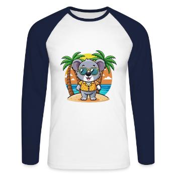Koala Funny Cartoon Summer Beach Sunglasses - Unisex Long Sleeve Baseball T-Shirt - white/navy - Front - Nik (191cm)