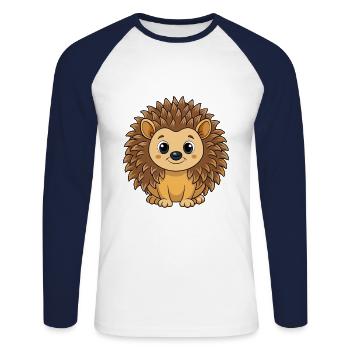 Igel Niedliche Maskottchen Zeichentrickfigur Kawaii - Unisex Baseballshirt langarm - Weiß/Navy - Vorne - Nik (191cm)