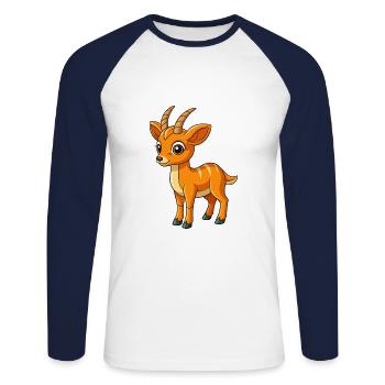 Antilope Mignon Mascotte Personnage De Dessin Animé Kawaii - T-shirt baseball manches longues Homme - blanc/marine - Devant - Nik (191cm)
