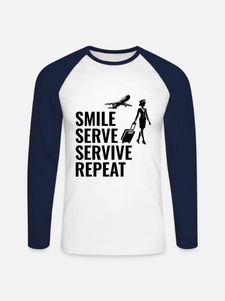 Flugbegleiter Flugpersonal - Unisex Baseballshirt langarm - Weiß/Navy