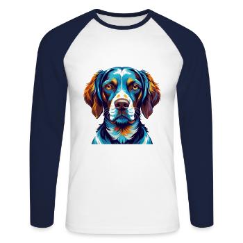 Ariege Pointer Dog Breed Colorful Cartoon Kawaii - Unisex Long Sleeve Baseball T-Shirt - white/navy - Front - Nik (191cm)