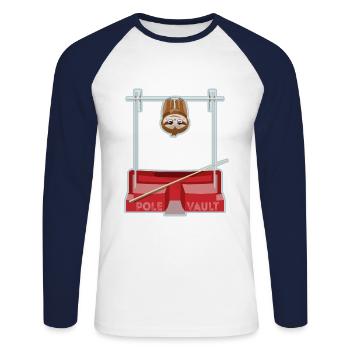 Sloth Athletics - Unisex Long Sleeve Baseball T-Shirt - white/navy - Front - Nik (191cm)