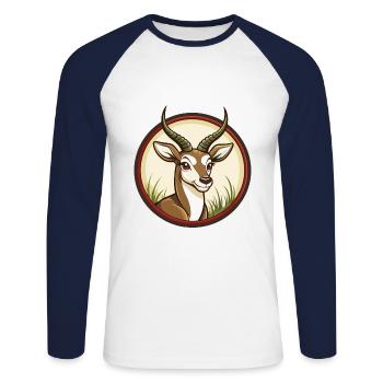 Impala Bunte Kawaii Cartoon Figur Clipart - Unisex Baseballshirt langarm - Weiß/Navy - Vorne - Nik (191cm)