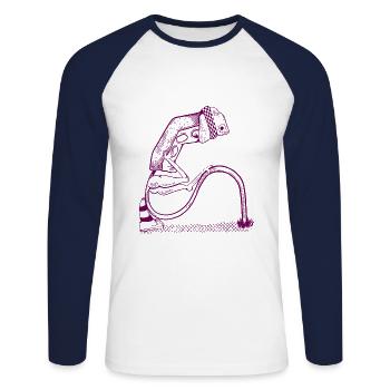 depressed traffic light - Unisex Baseballshirt langarm - Weiß/Navy - Vorne - Nik (191cm)