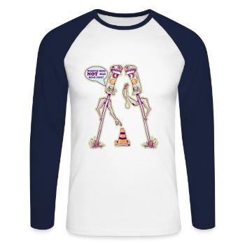 Feux de circulation amusants - T-shirt baseball manches longues Homme - blanc/marine - Devant - Nik (191cm)
