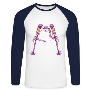 Feux de circulation, rage au volant - T-shirt baseball manches longues Homme - blanc/marine - Devant - Nik (191cm)