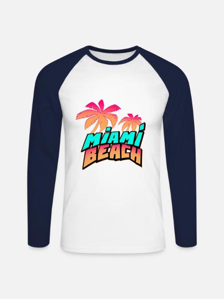 Miami Beach - Unisex Long Sleeve Baseball T-Shirt - white/navy
