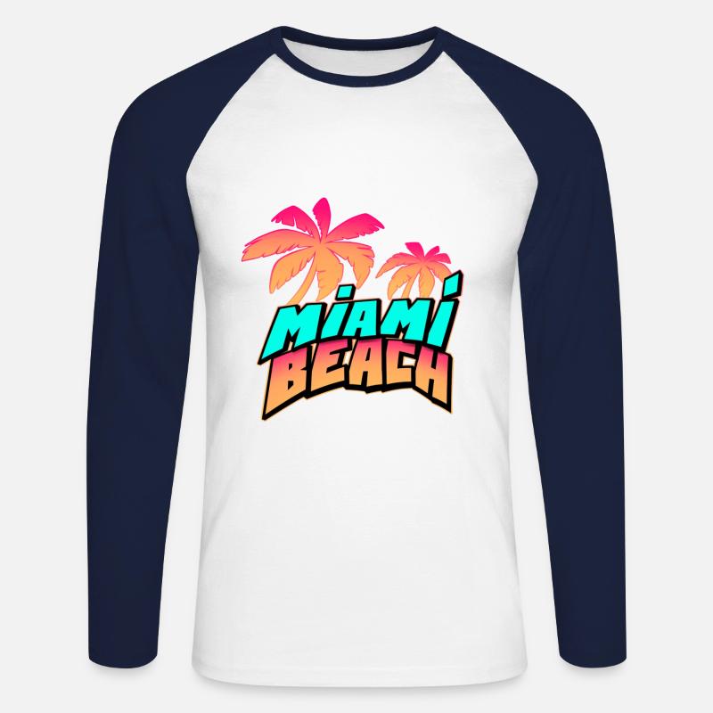 Miami Strand - Unisex Baseballshirt langarm - Weiß/Navy