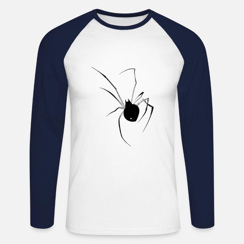 Schwarze Witwe Dotwork - Unisex Baseballshirt langarm - Weiß/Navy
