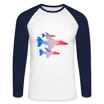 Patrouille de France - Unisex Baseballshirt langarm - Weiß/Navy - Vorne - Nik (191cm)