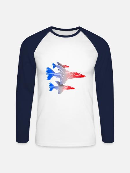Patrouille de France - Unisex Long Sleeve Baseball T-Shirt - white/navy