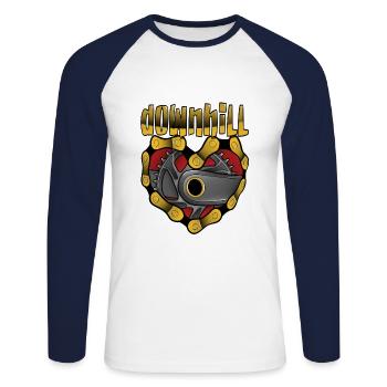 Downhill - T-shirt baseball manches longues Homme - blanc/marine - Devant - Nik (191cm)
