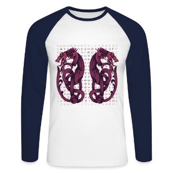 Nordisches Symbol - Unisex Baseballshirt langarm - Weiß/Navy - Vorne - Nik (191cm)