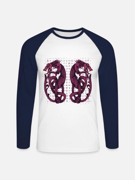 Norse Symbol - Unisex Long Sleeve Baseball T-Shirt - white/navy