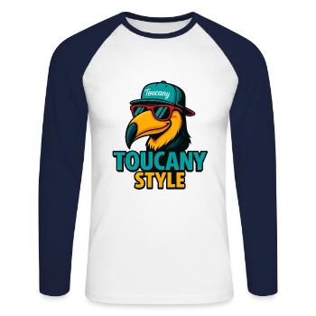 Toucany Style - T-shirt baseball manches longues Homme - blanc/marine - Devant - Nik (191cm)