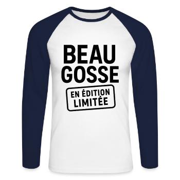 Handsome Limited Edition - Unisex Long Sleeve Baseball T-Shirt - white/navy - Front - Nik (191cm)