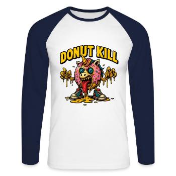 DONUT KILL - Unisex Baseballshirt langarm - Weiß/Navy - Vorne - Nik (191cm)