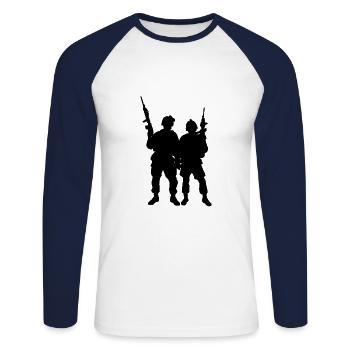Cadeau de Noël de l'armée Unité militaire armée - T-shirt baseball manches longues Homme - blanc/marine - Devant - Nik (191cm)