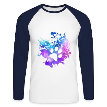 Design rétro abstrait pour chien, animal de compagnie - T-shirt baseball manches longues Homme - blanc/marine - Devant - Nik (191cm)