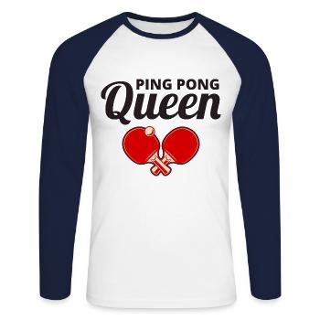 Ping Pong Master Entraîneur de Tennis de Table Paddle Player - T-shirt baseball manches longues Homme - blanc/marine - Devant - Nik (191cm)