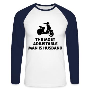 Roller Fahrer Roller Motorrad Ehemann Ehefrau - Unisex Baseballshirt langarm - Weiß/Navy - Vorne - Nik (191cm)