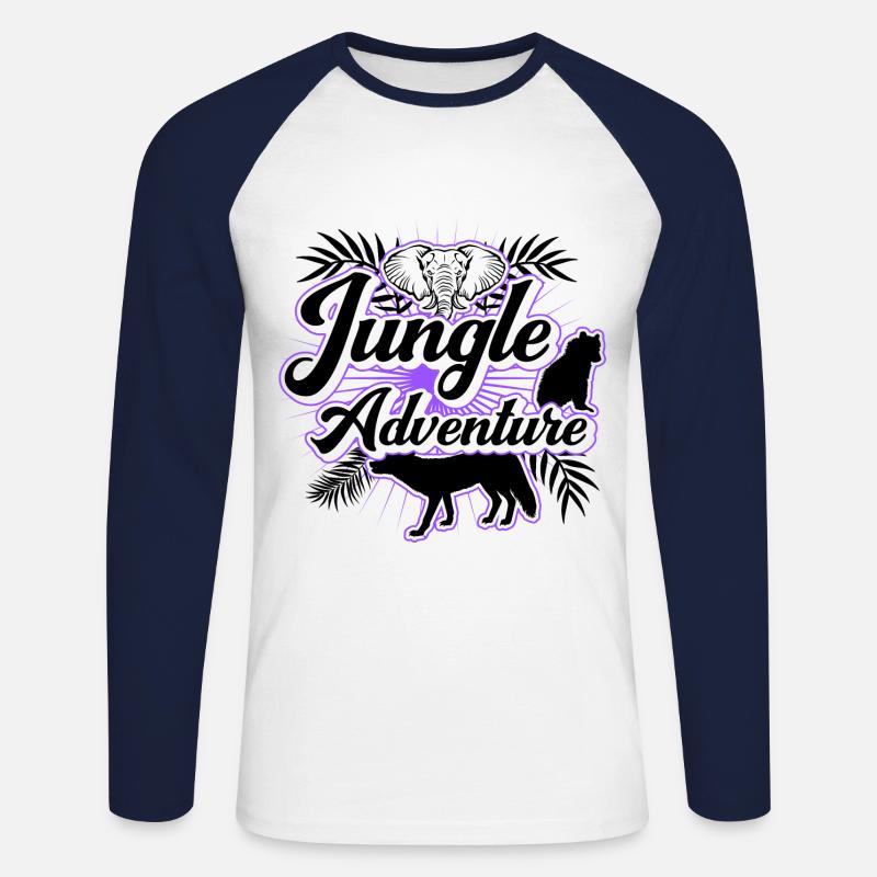 Safari Big five - Unisex Baseballshirt langarm - Weiß/Navy