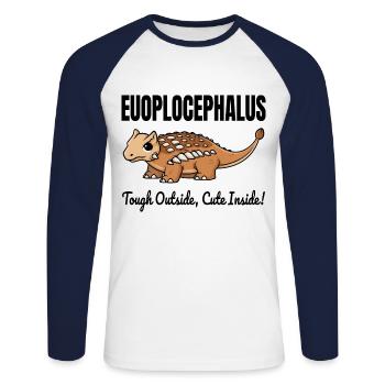 Euoplocephalus Dinosaurier Dino Paläontologe Fossil - Unisex Baseballshirt langarm - Weiß/Navy - Vorne - Nik (191cm)