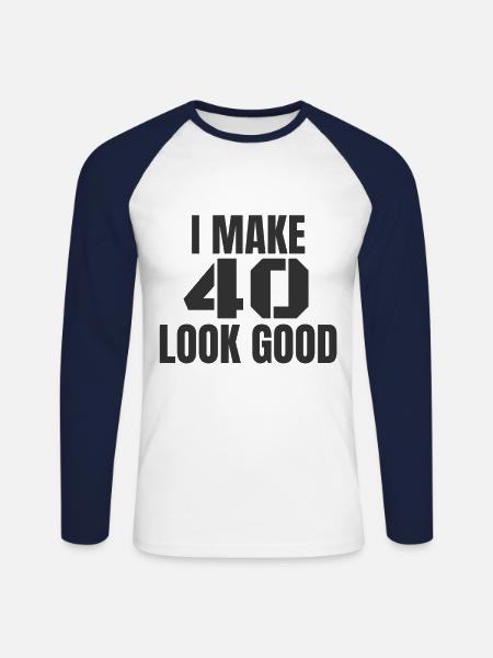 40 years - Unisex Long Sleeve Baseball T-Shirt - white/navy