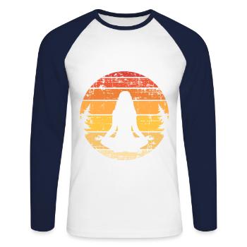 Meditation - Unisex Long Sleeve Baseball T-Shirt - white/navy - Front - Nik (191cm)