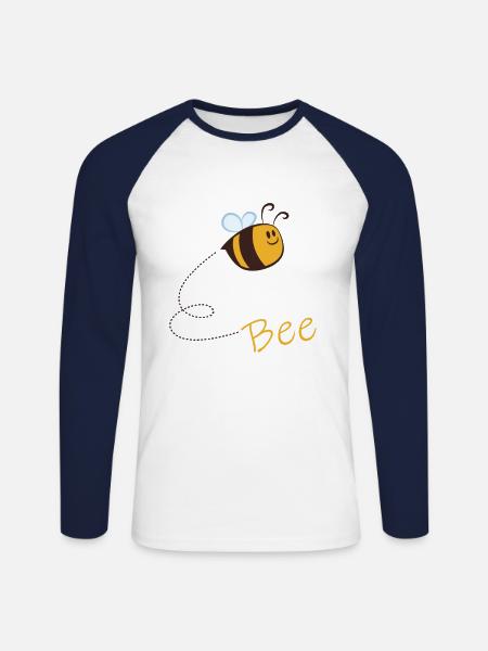 Bee - Unisex Long Sleeve Baseball T-Shirt - white/navy