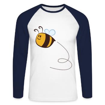 Baker - Unisex Long Sleeve Baseball T-Shirt - white/navy - Front - Nik (191cm)