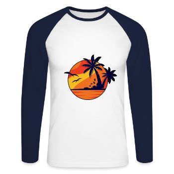 Beach - Unisex Long Sleeve Baseball T-Shirt - white/navy - Front - Nik (191cm)