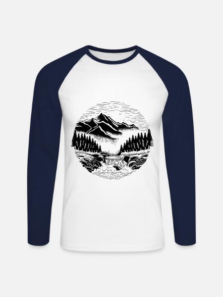 Landscape - Unisex Long Sleeve Baseball T-Shirt - white/navy