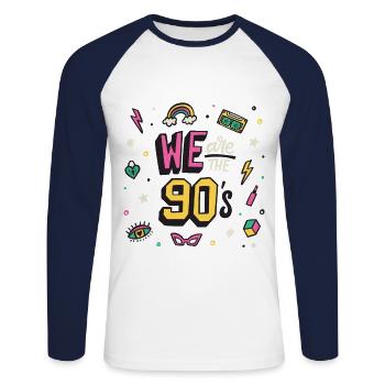 nineties - Unisex Long Sleeve Baseball T-Shirt - white/navy - Front - Nik (191cm)