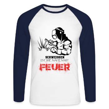 Welding Is Like Sewing With Fire - Unisex Long Sleeve Baseball T-Shirt - white/navy - Front - Nik (191cm)