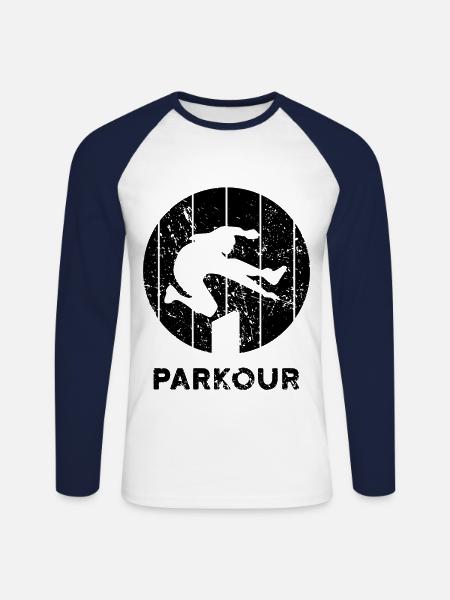 Parkour - Unisex Baseballshirt langarm - Weiß/Navy