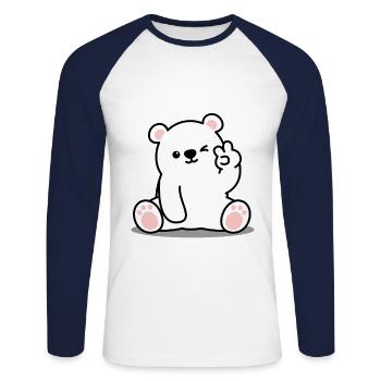 Eisbär Peace - Unisex Baseballshirt langarm - Weiß/Navy - Vorne - Nik (191cm)