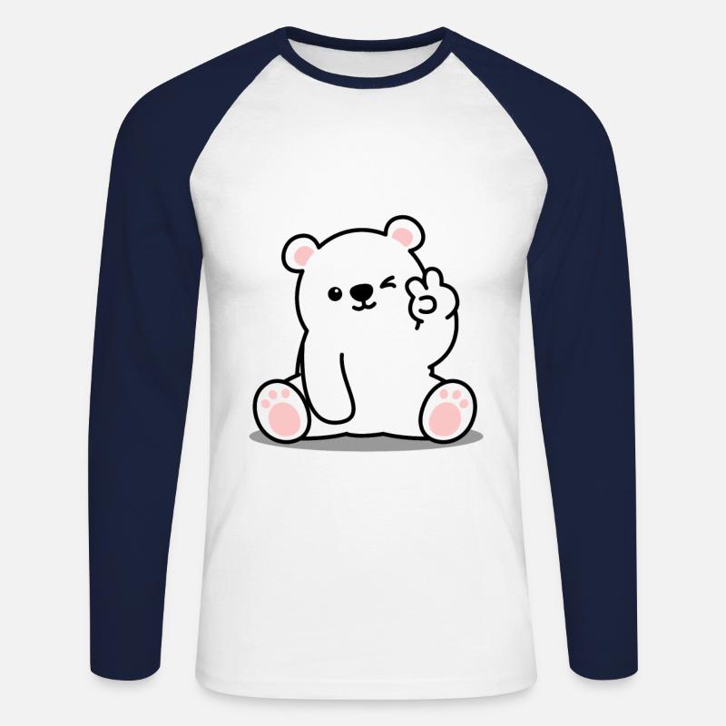 Eisbär Peace - Unisex Baseballshirt langarm - Weiß/Navy