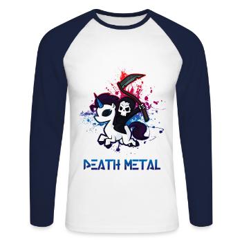 Death Metal Fan - T-shirt baseball manches longues Homme - blanc/marine - Devant - Nik (191cm)
