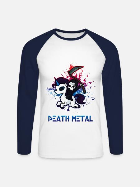 Death Metal Fan - T-shirt baseball manches longues Homme - blanc/marine