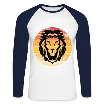 Lion - T-shirt baseball manches longues Homme - blanc/marine - Devant - Nik (191cm)