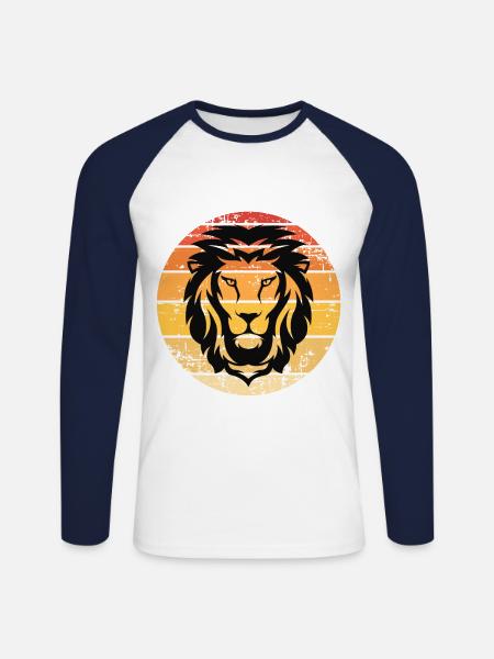 Lion - Unisex Long Sleeve Baseball T-Shirt - white/navy