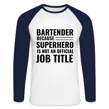 Bartender - T-shirt baseball manches longues Homme - blanc/marine - Devant - Nik (191cm)