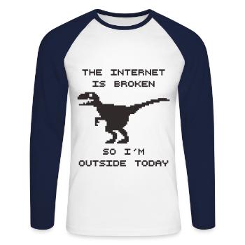 Broken Internet - Unisex Long Sleeve Baseball T-Shirt - white/navy - Front - Nik (191cm)